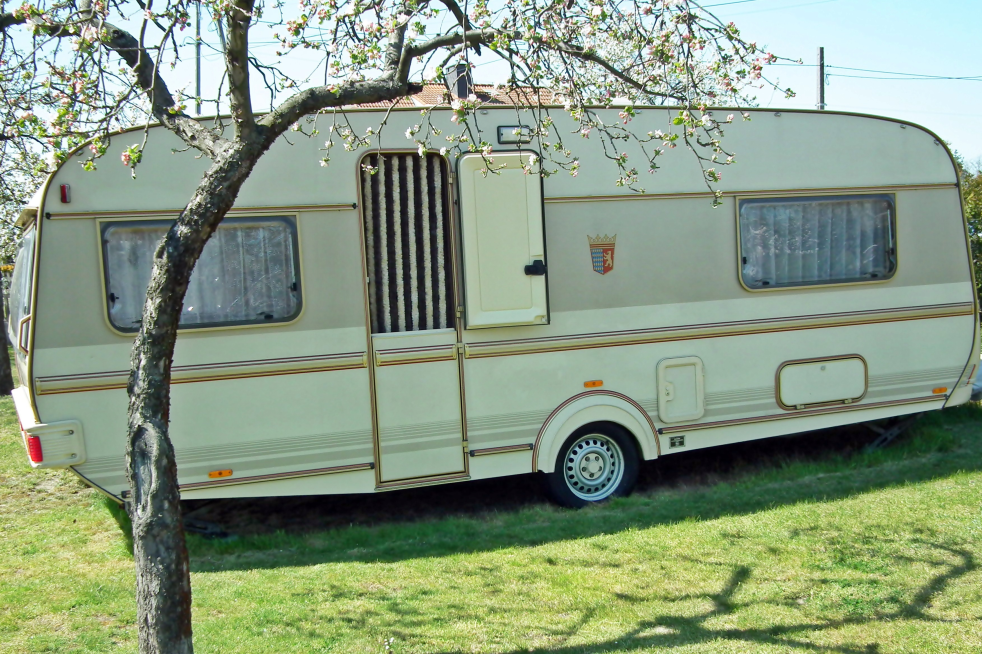 Picture of a caravan at a camping site.